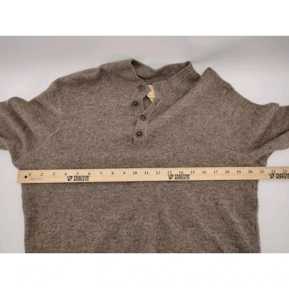 Jos A Bank Sweater Henley Brown Wool Blend Lightweight Waffle Knit Retro Mens L
